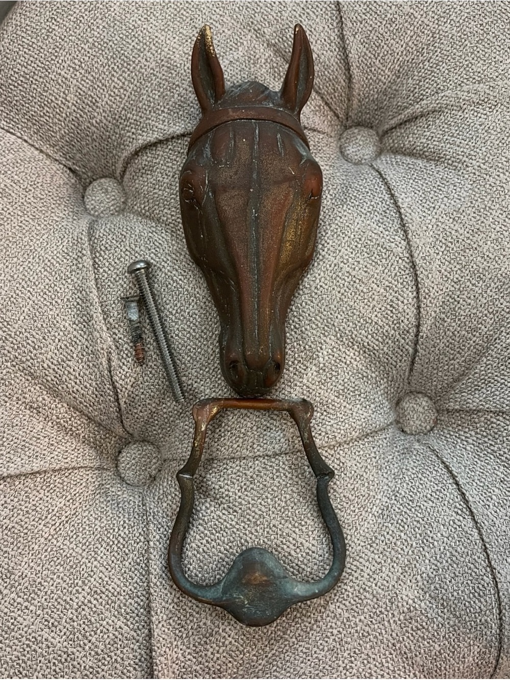 Vintage Brass Horse Head Doorknocker VA Metal Crafters Waynesboro VA 1949 - Picture 5 of 6
